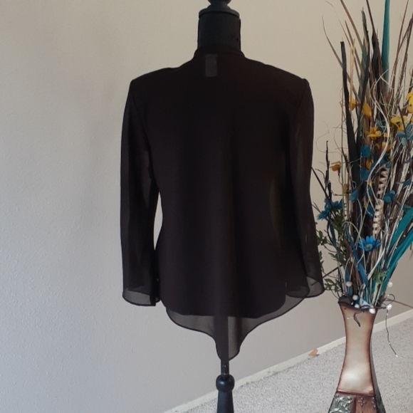 R & M RICHARDS BEADED OPEN FRONT CHIFFON DUSTER - Picture 3 of 8